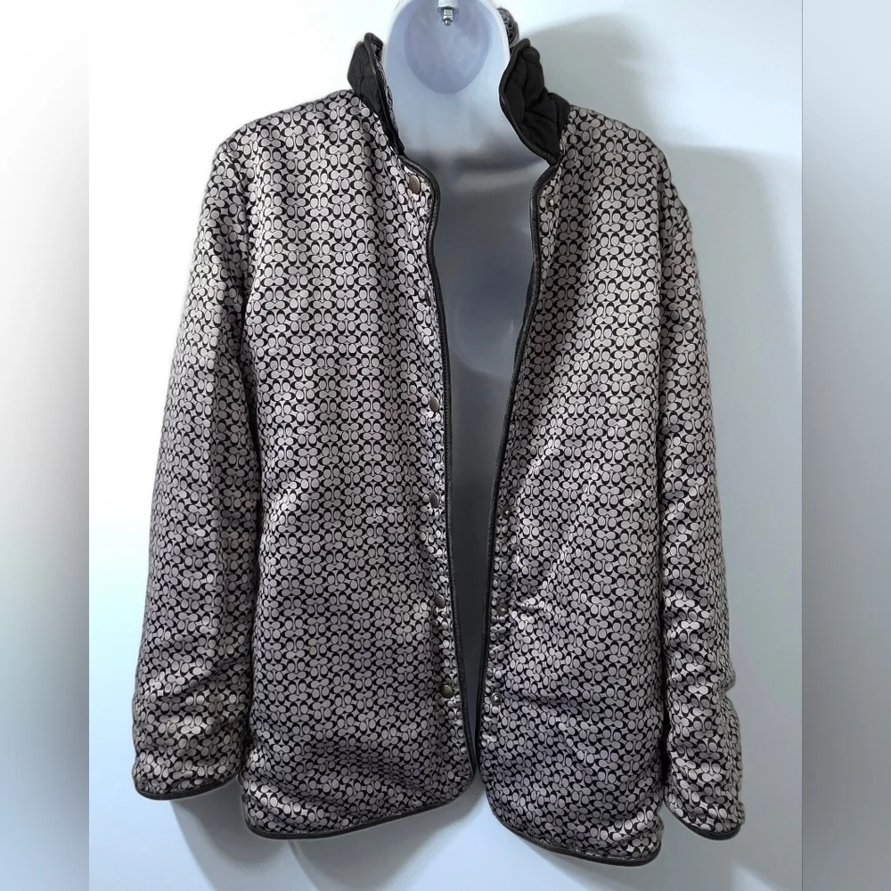 Coach Black Quilted Barn Jacket with Leather Trim | Women's S